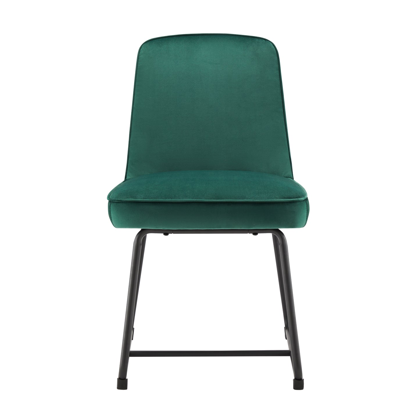 Green Velvet Dining Chairs-Upholstered Backrest, Metal Legs, Set of 2