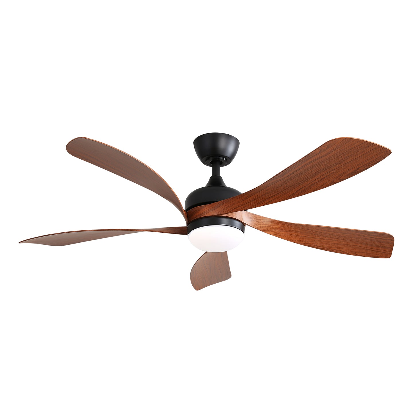52" Modern Ceiling Fan with 3-Color Dimmable LED Light, 5 ABS Blades, Remote Control & Reversible DC Motor in Black