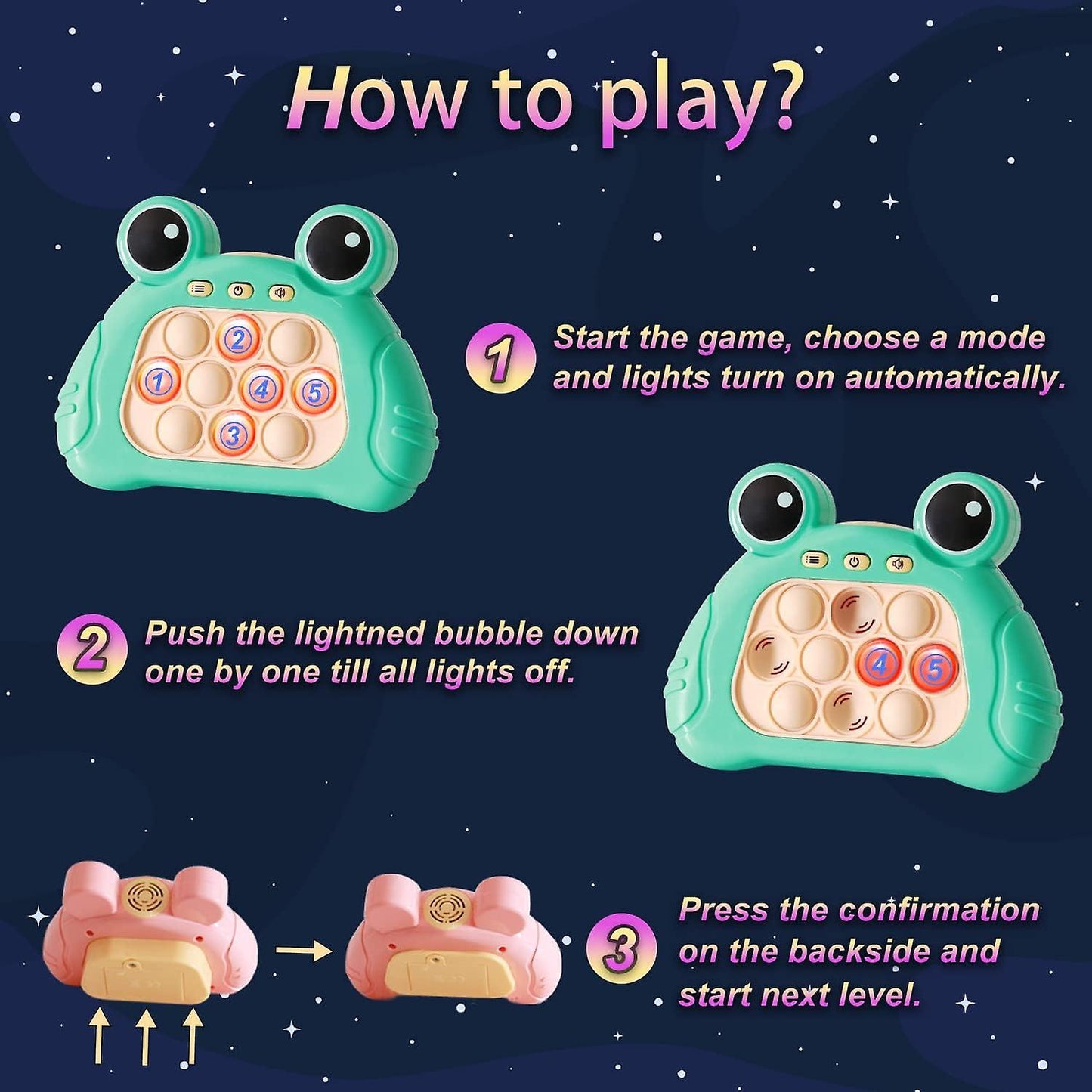 (Y)Electronic Light-up Pop Quick Push Game Console Fidget Toys Poppet Sensory Toy Push Pop Bubble Toy Stress Relief Puzzle Game For