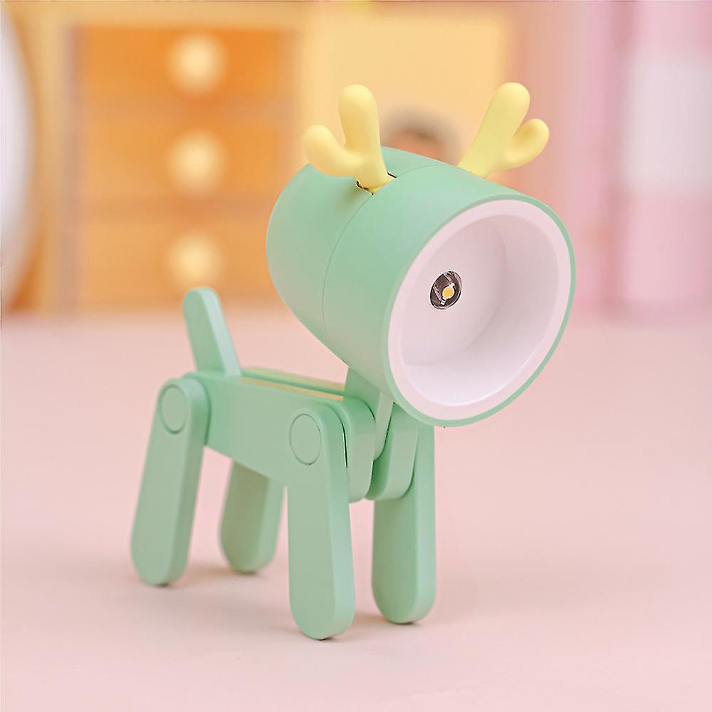 (Y)Green Led Table Lamp Cute Table Lamp Small Mobile Phone Holder Decorative Deer Table Lamp, Mini Folding Table Lamp For