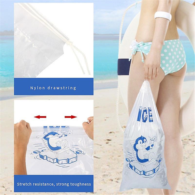 (Y)100Pcs Ice Bags with Durable Drawstring Closure Refillable Ice Storage Bags for BBQs Camping Food Stalls 20 Lb.