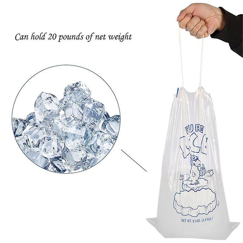 (Y)100Pcs Ice Bags with Durable Drawstring Closure Refillable Ice Storage Bags for BBQs Camping Food Stalls 20 Lb.