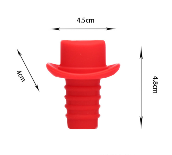 (Y)4pcs Silicone Bottle Stopper For Bottles Cap Wine Cork Wine Pourer Stopper Silicone Caps Cute Top Hat Fresh-keeping Gel Cork Bar