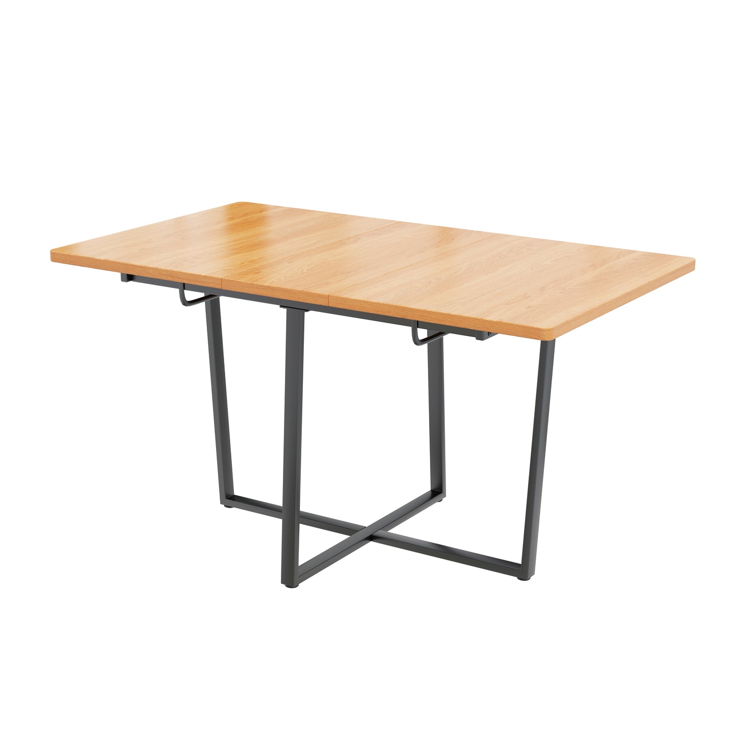 Stylish Extendable Dining Table with Black Legs-oak