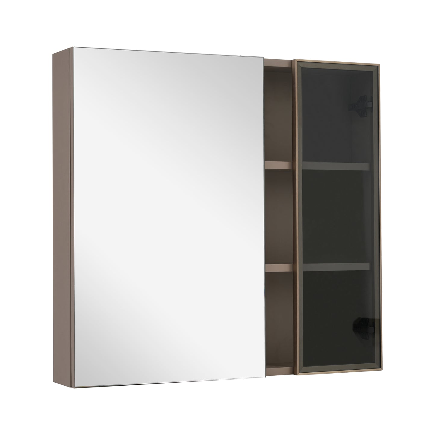 (Z)80cm Wide Mirrored Bathroom Cabinet with Shelves - Stylish Storage Solution