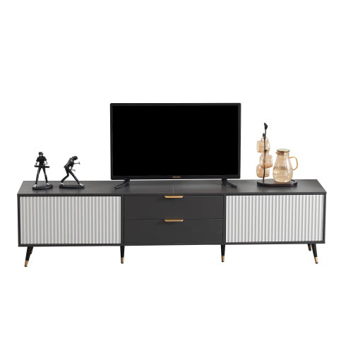 Elegant Grey and White Living Room Set-TV Stand, Side Table, Coffee Table - 3-Piece Value Set with Wall Cabinet