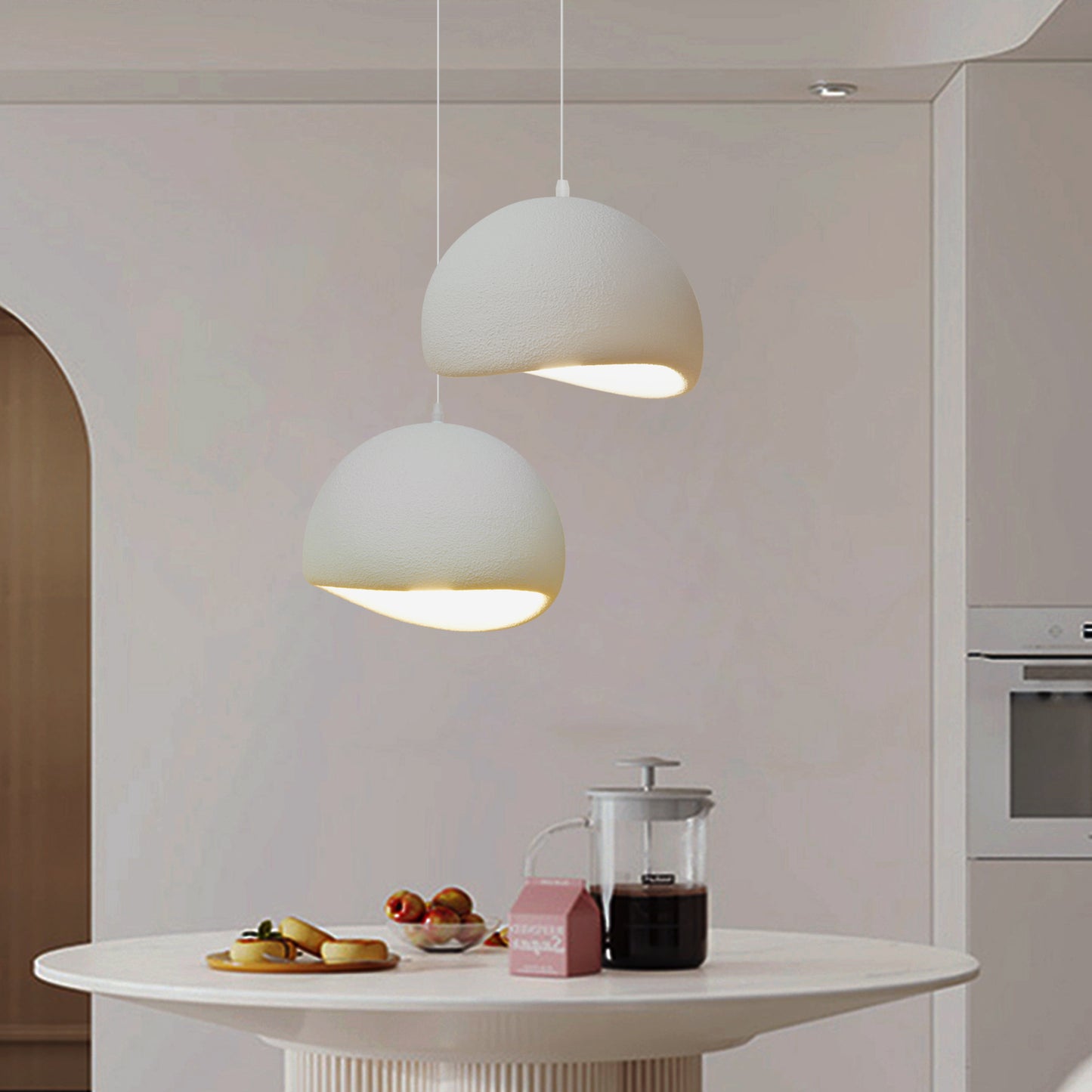 (M)Wabi Sabi Pendant Lighting Polystyrene White Chandelier Hanging Light Fixture for Dining Room Hall
