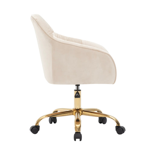 (p)Velvet Swivel Chair with Gold Legs - Adjustable Height, Breathable, Home Office Ready