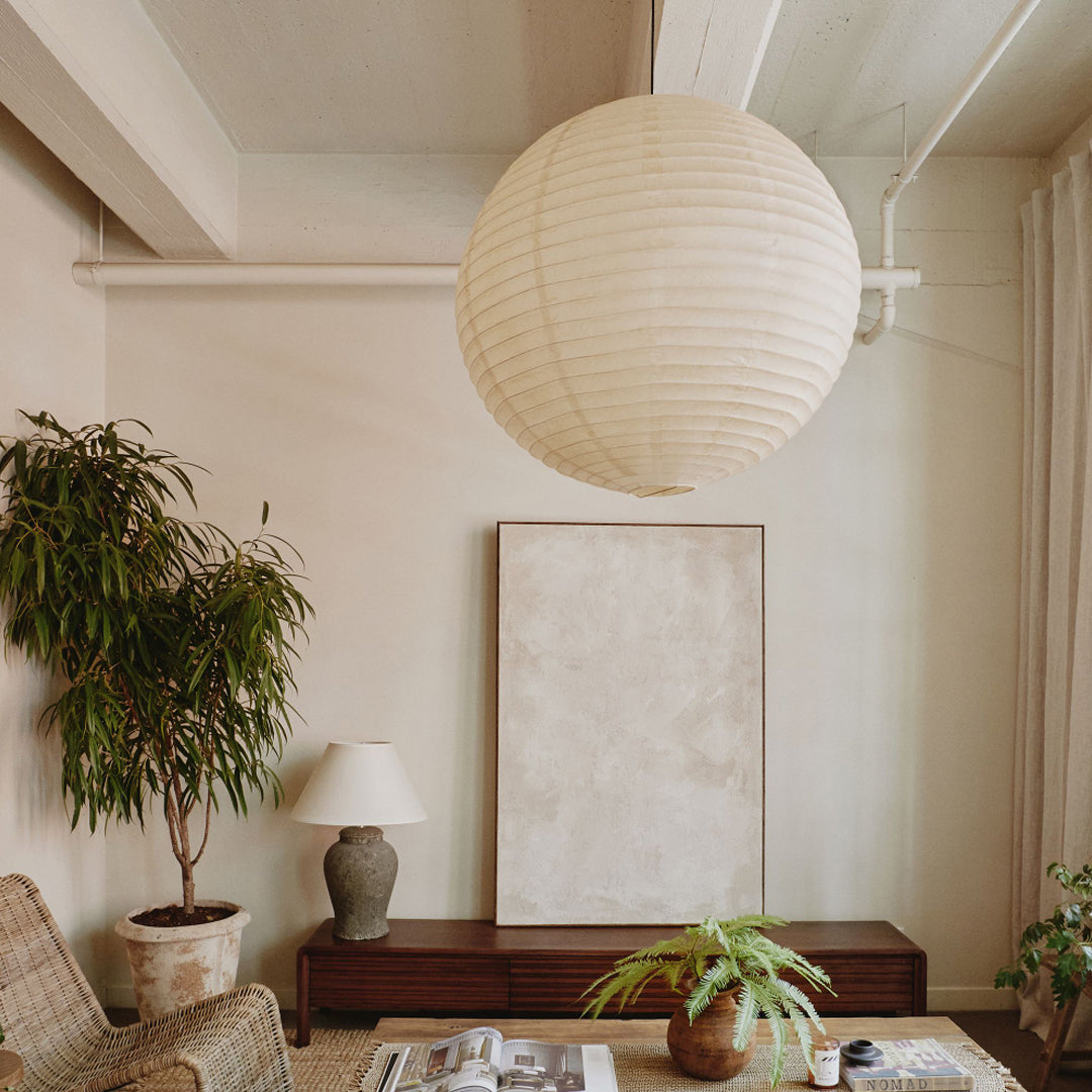 (M)1 - Light White Paper Globe Pendant Light for Living Room