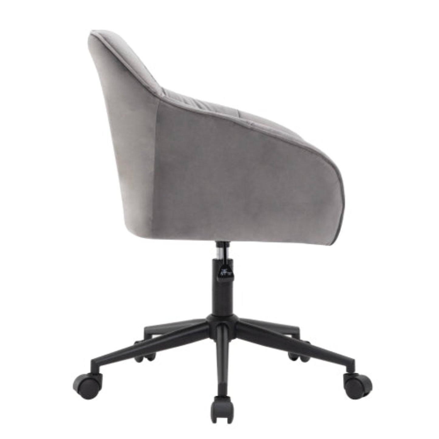 (p)Gray velvet swivel chair with height adjustment -1 piece - with backrest, armrests and wheels, suitable for home office