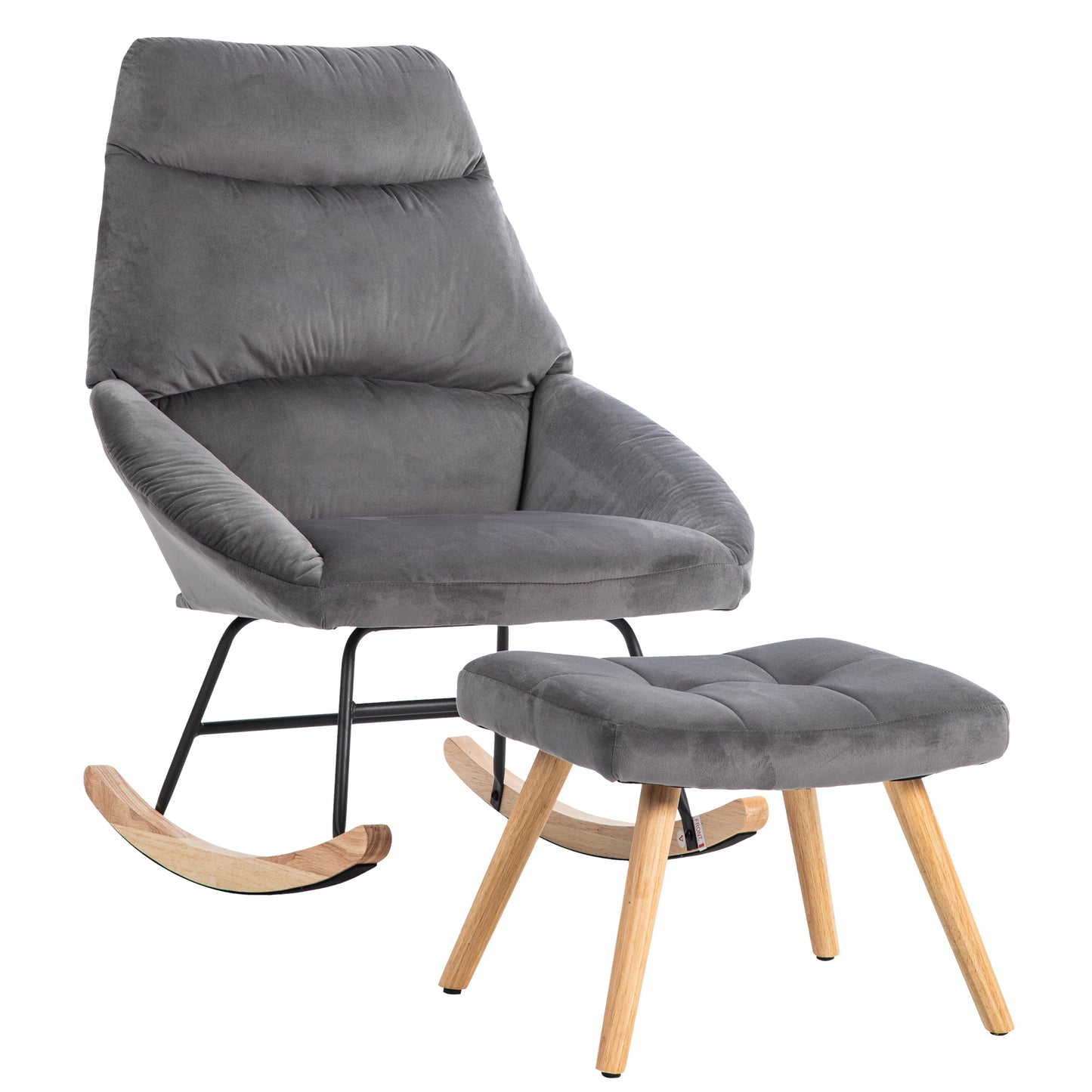 Ergonomic Grey Rocking Chair with Footstool