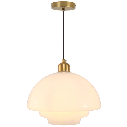 (Y)Kitchen Island Pendant Light Fixture Gold Modern Ceiling Suspension Lighting White Glass Shade Scandinavian Style Adjustable Pendant for Dining Room Bedroom Hallway