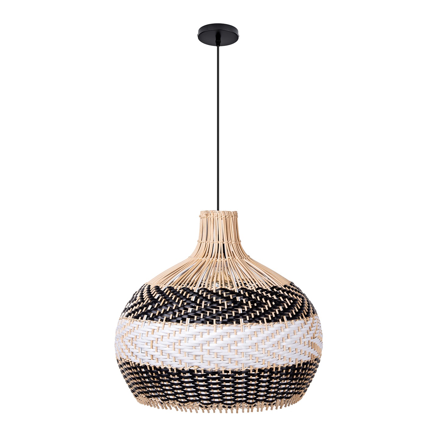 (M)Rattan Pendant Light Fixtures Geometric Single Rattan Ceiling Fixture with Adjustable Cord for for Kitchen Island