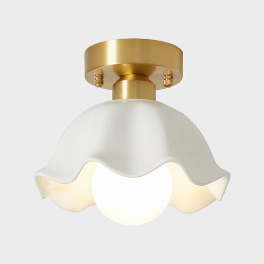 (Y)Modern Farmhouse Brass Semi Recessed Ceiling Lights Milk Glass Light Fixtures Gold Vintage Approach Ceiling Light Fixtures Small Hallway Semi Flush Mount Lights For Kitchen Dining Room