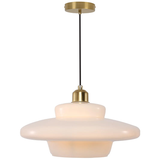 (Y)Mid Century Pendant Lamp Gold Scandinavian Dining Table Pendant Light White Glass Shade Glass Lamps For Kitchen Island Dining Table Bedroom