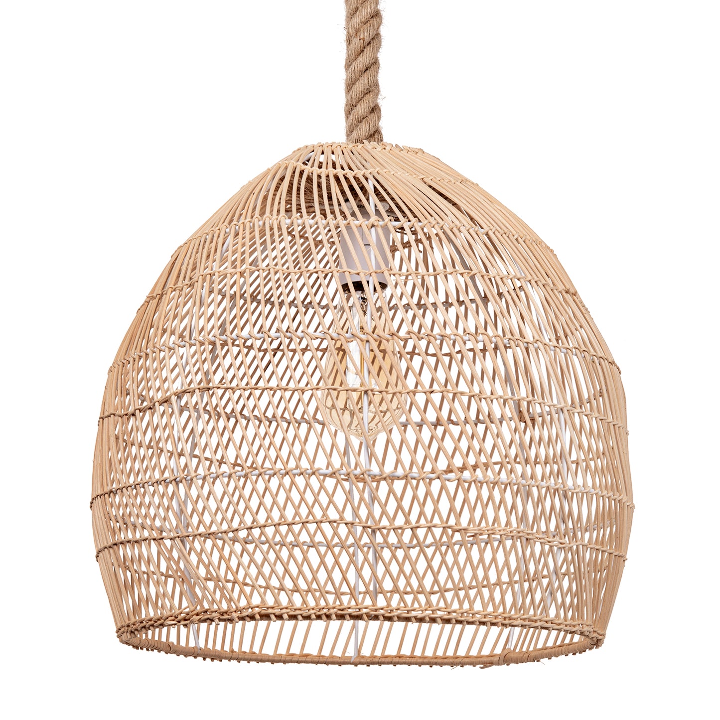 (M) Rope Rattan Pendant Lighting Fixture Natural Hardwired for Kitchen Island