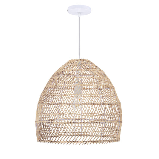 Dome Rattan Pendant Lighting Fixture Natural for Living Room