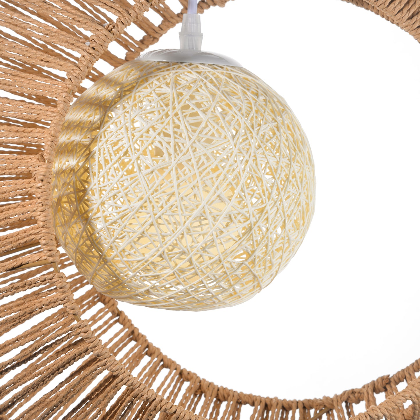 (Z)ARTURESTHOME Handwoven Rattan Crescent Moon Pendant Light Modern Minimalist Hanging Lamp for Home or Office Decor