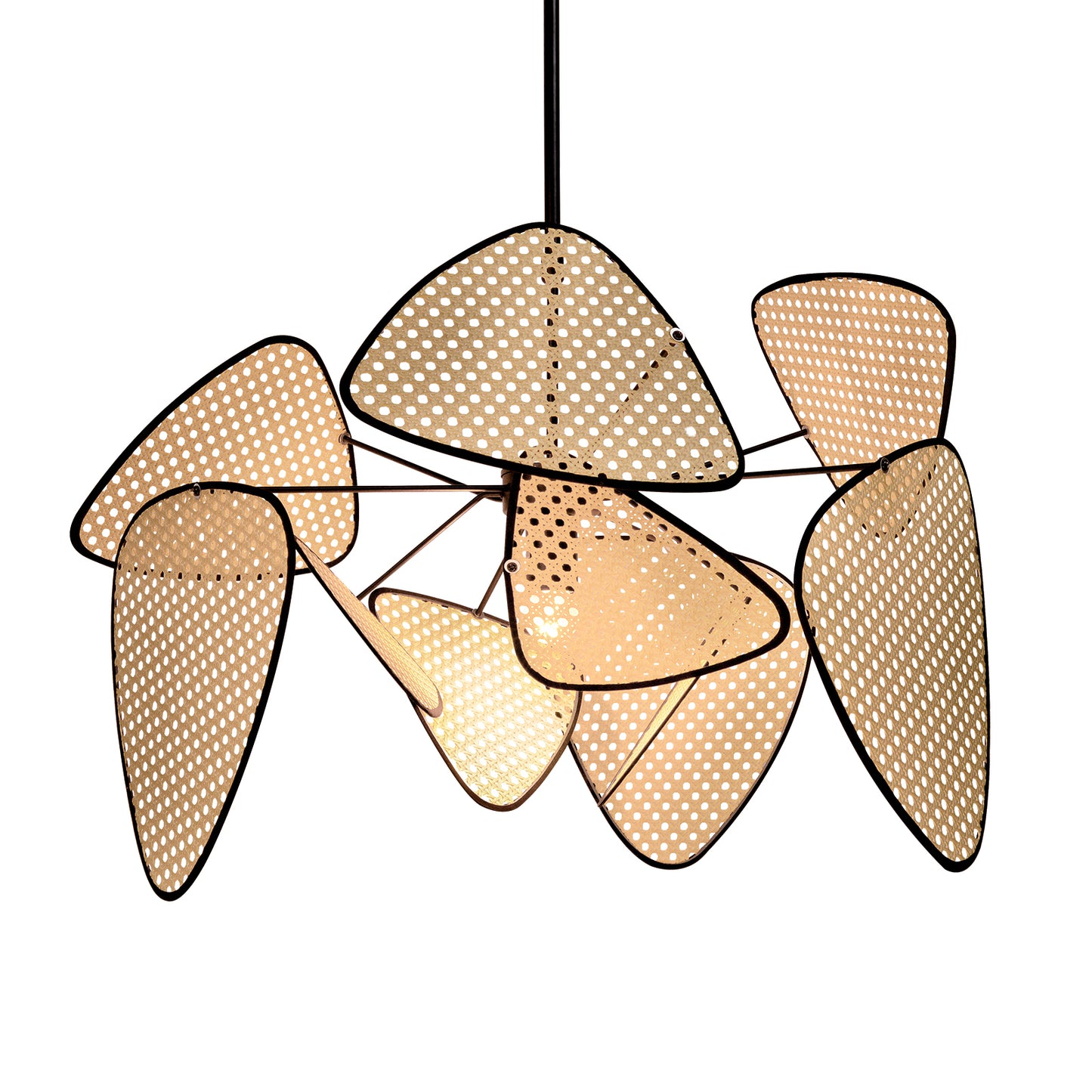 Arturesthome Hollow Fan Blades Combination Rattan Pendant Light Shade For Bedroom Kitchen Island