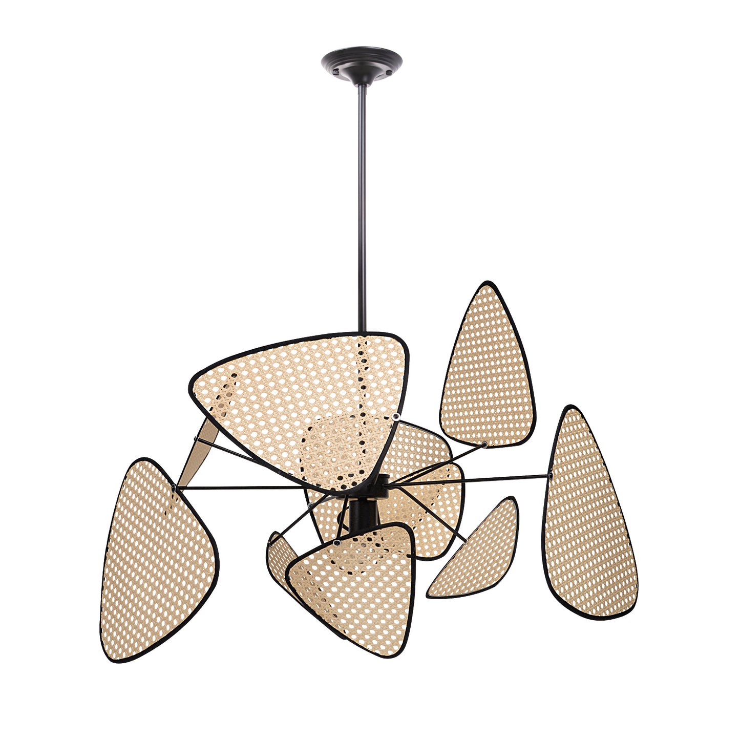 Arturesthome Hollow Fan Blades Combination Rattan Pendant Light Shade For Bedroom Kitchen Island