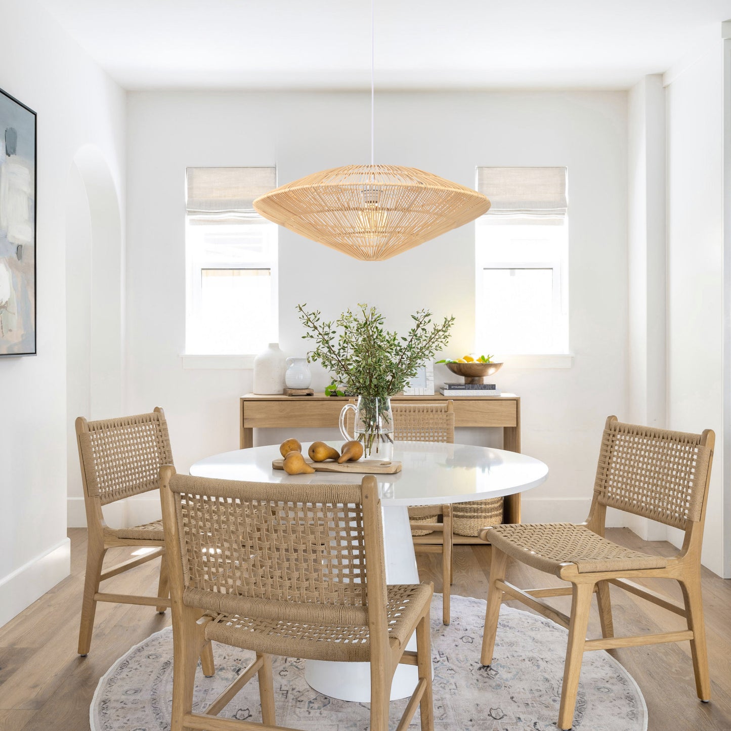 （Q)Handmade Rattan Woven Pendant Light, Modern Minimalist Style Rattan Woven Pendant Light, Suitable for Living Room, Kitchen, Island, Dining Room