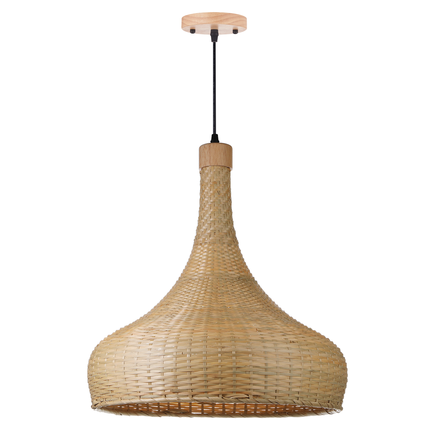 （Q)17.7 Inch Handmade Bamboo Woven Pendant Light, Retro Style Dome Bamboo Pendant Light, Suitable for Bedrooms, Dining Rooms, Living Rooms