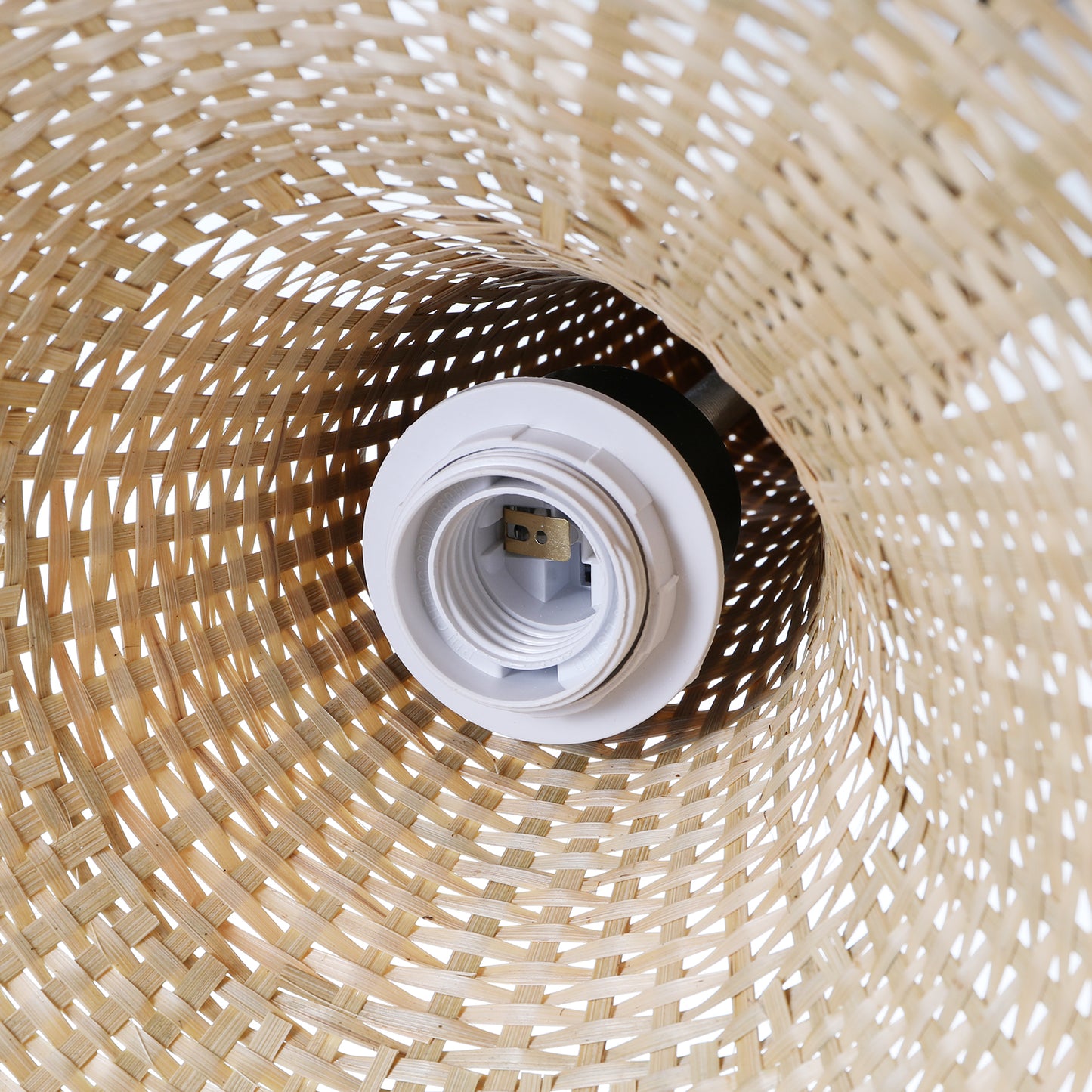 （Q)17.7 Inch Handmade Bamboo Woven Pendant Light, Retro Style Dome Bamboo Pendant Light, Suitable for Bedrooms, Dining Rooms, Living Rooms
