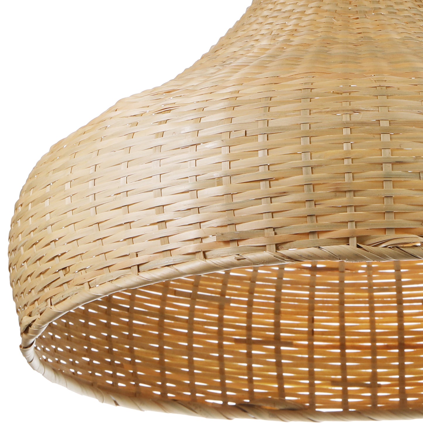 （Q)17.7 Inch Handmade Bamboo Woven Pendant Light, Retro Style Dome Bamboo Pendant Light, Suitable for Bedrooms, Dining Rooms, Living Rooms