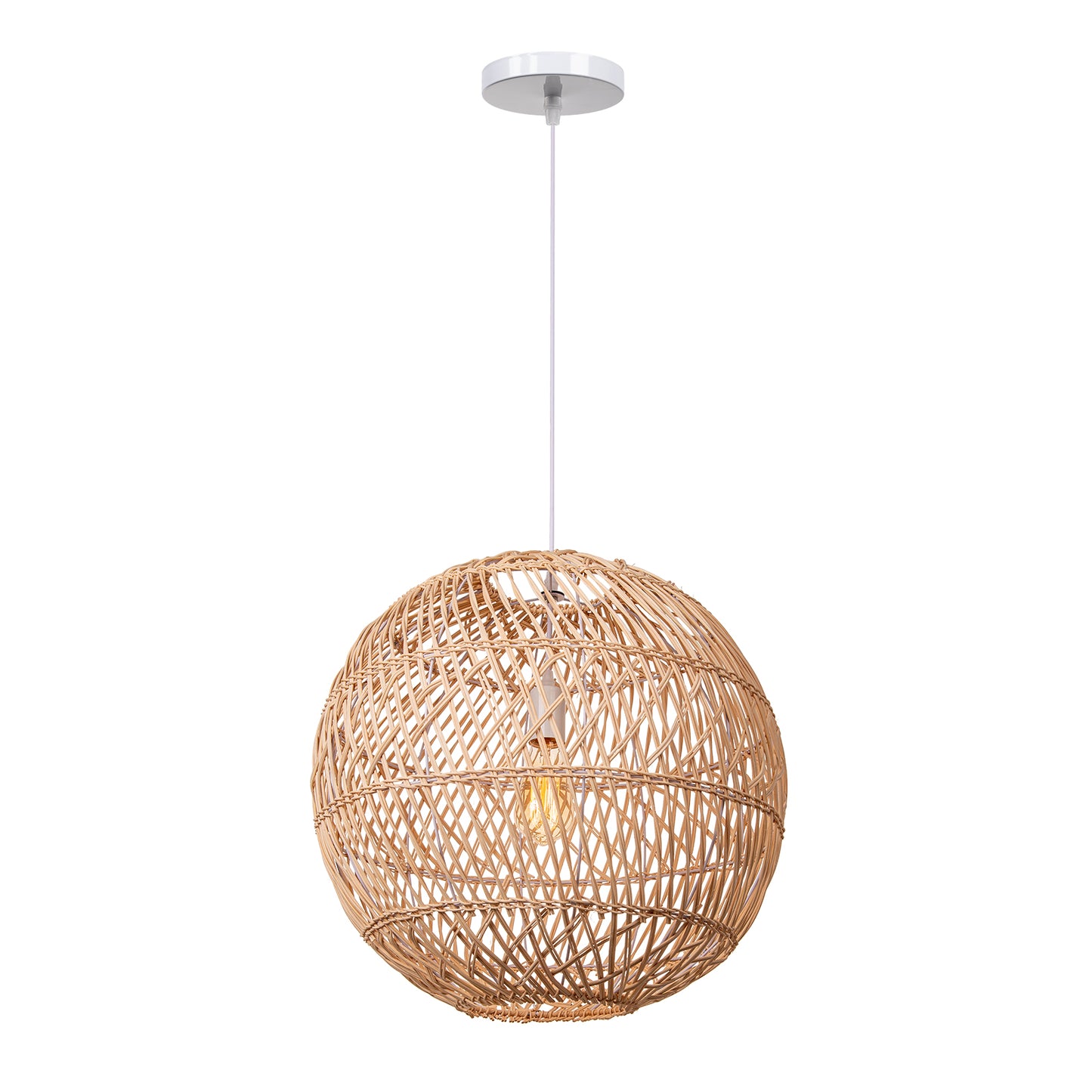 (Z)ARTURESTHOME Bamboo Pendant Ligting Globe Shade Ceiling Hanging Light E27 Sigle for Restaurant Home 1 Light