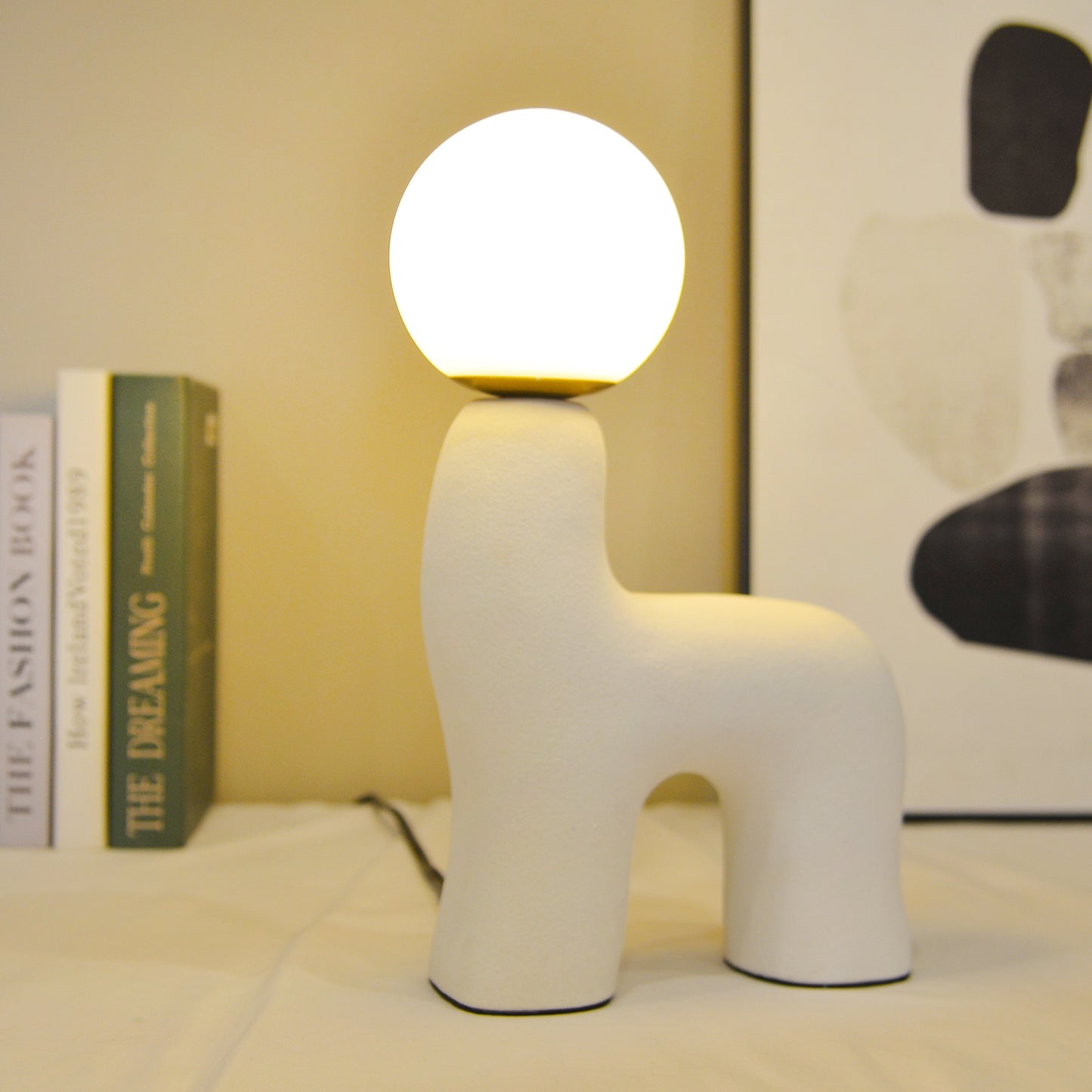 (M) Horse White Table Lamps G9 for Bedroom Bedside Desk Lamp