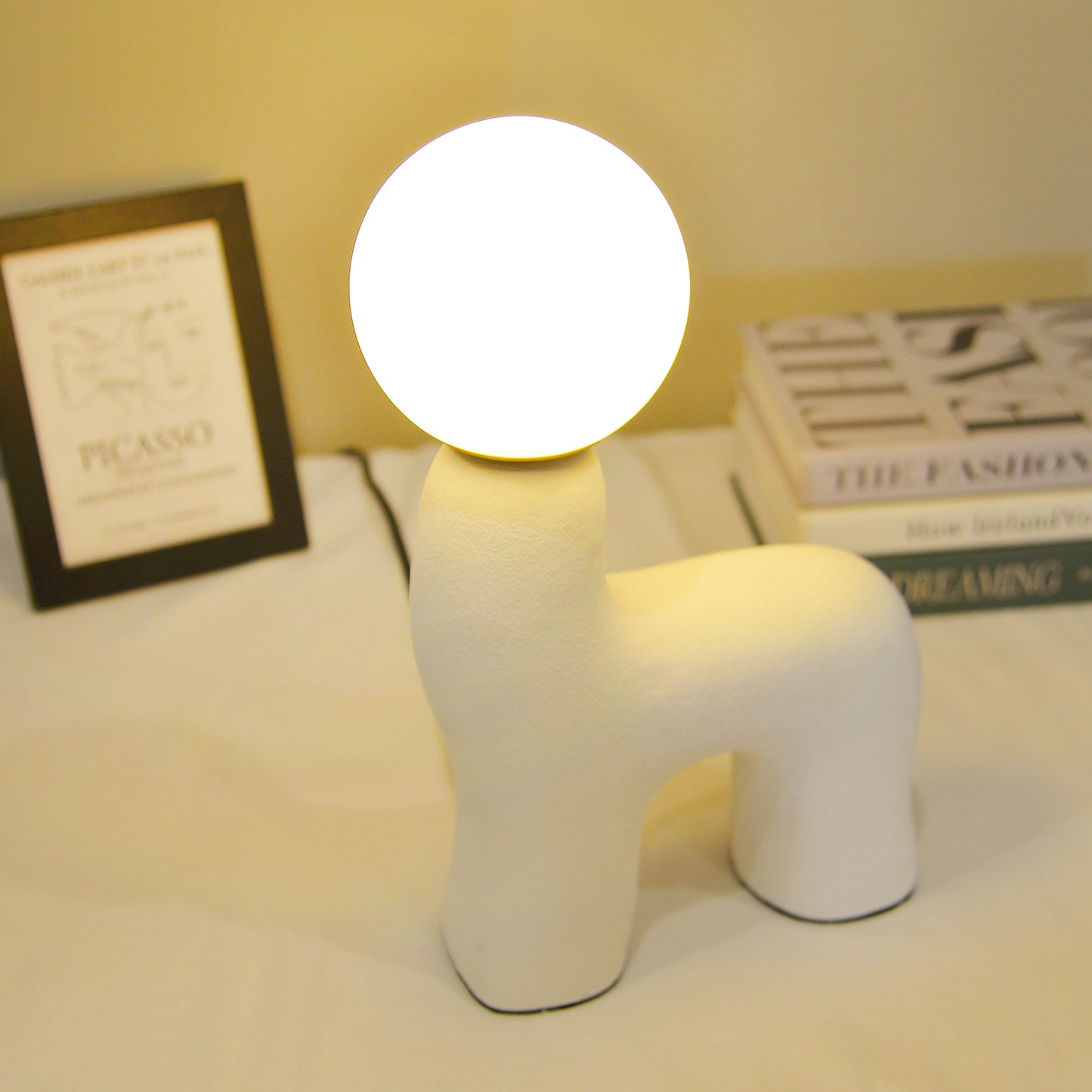 (M) Horse White Table Lamps G9 for Bedroom Bedside Desk Lamp