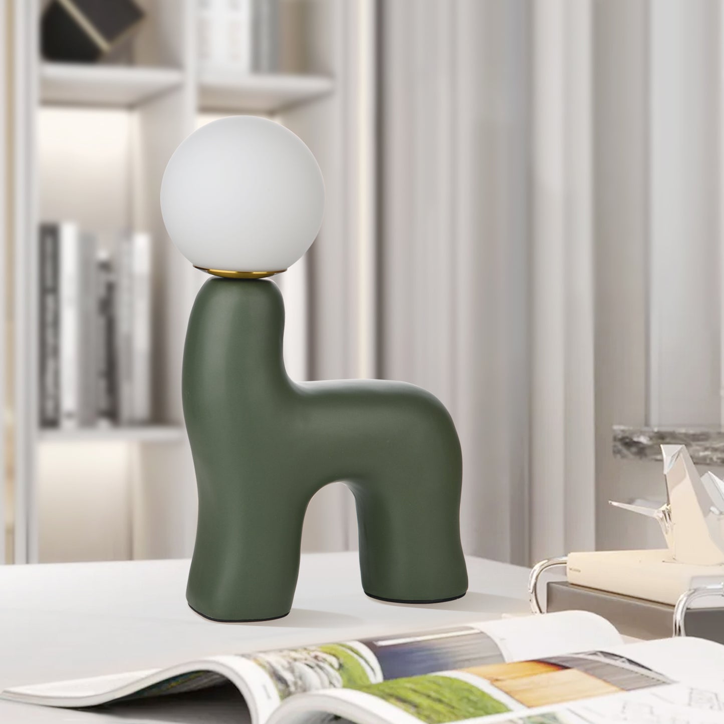 (M) Horse Green Table Lamps G9 for Bedroom Bedside Desk Lamp