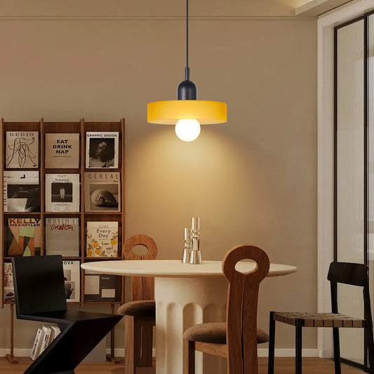 (M)1-Light Glass Pendant Light Fixture Modern Black/Orange Small Lamps for Living Room/Kitchen