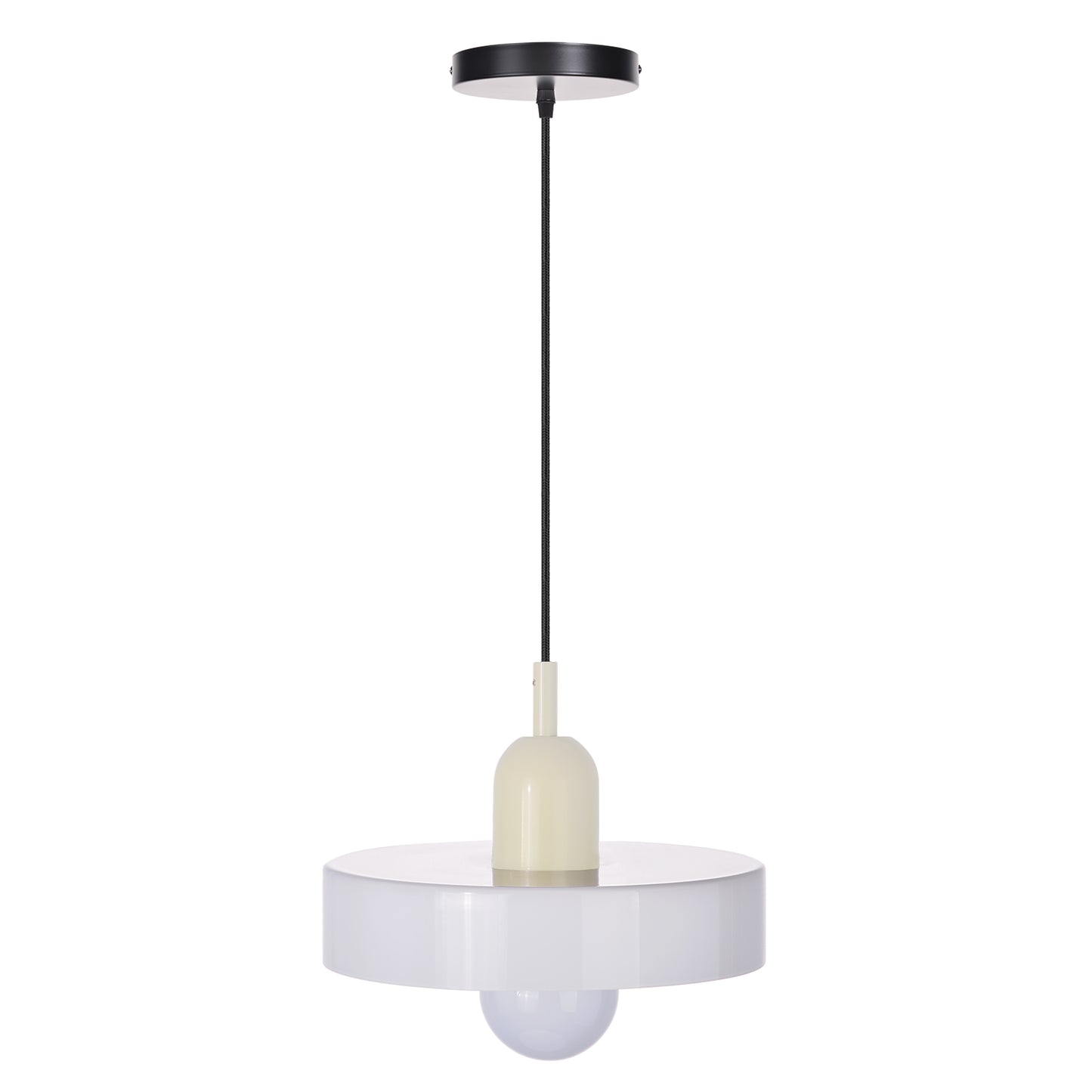 (M)1-Light Glass Pendant Light Fixture Modern Beige/White Small Lamps for Living Room/Kitchen