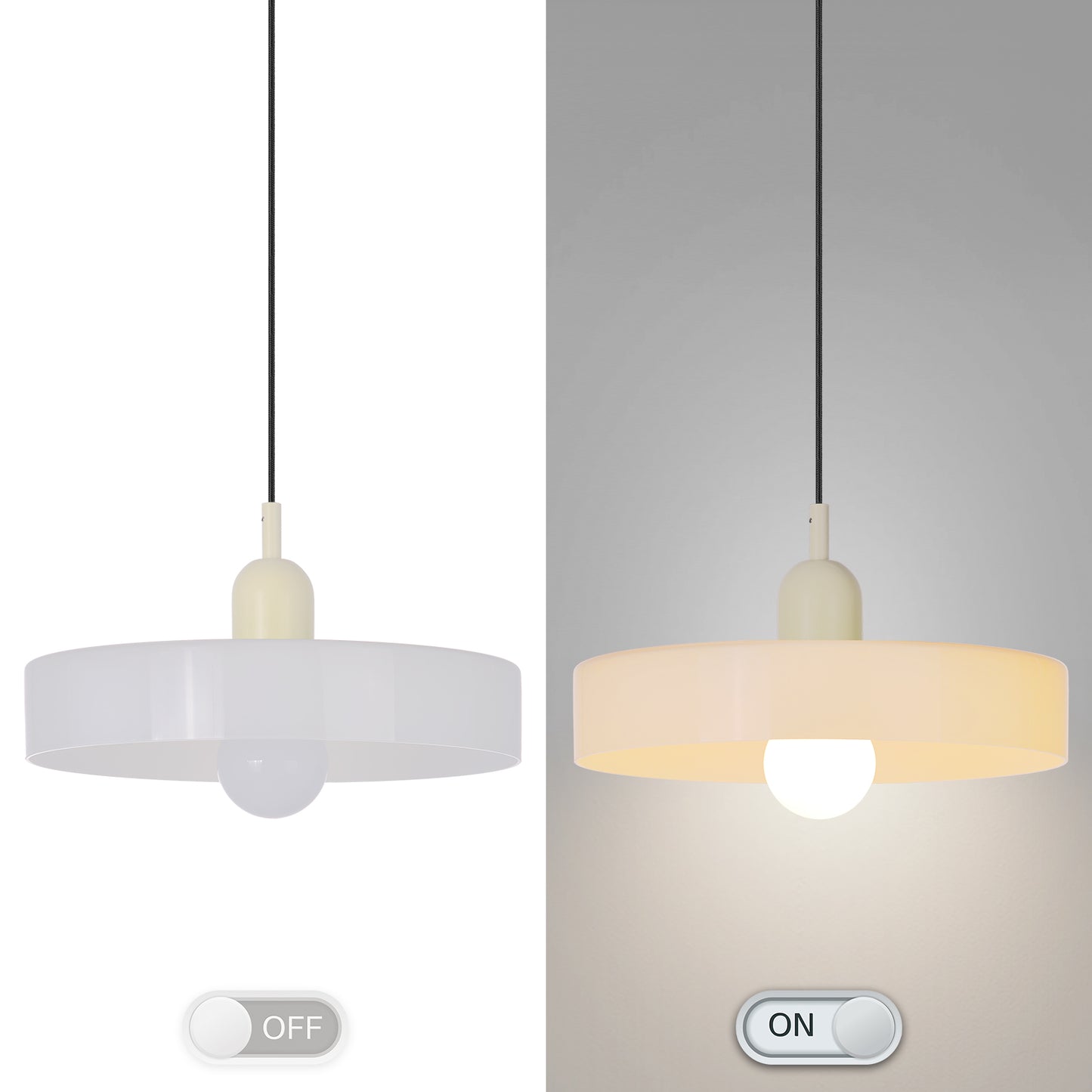 (M)1-Light Glass Pendant Light Fixture Modern Beige/White Small Lamps for Living Room/Kitchen