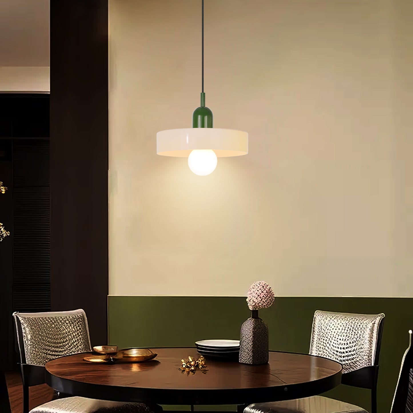 (M)1-Light Glass Pendant Light Fixture Modern Green/White Small Lamps for Living Room/Kitchen