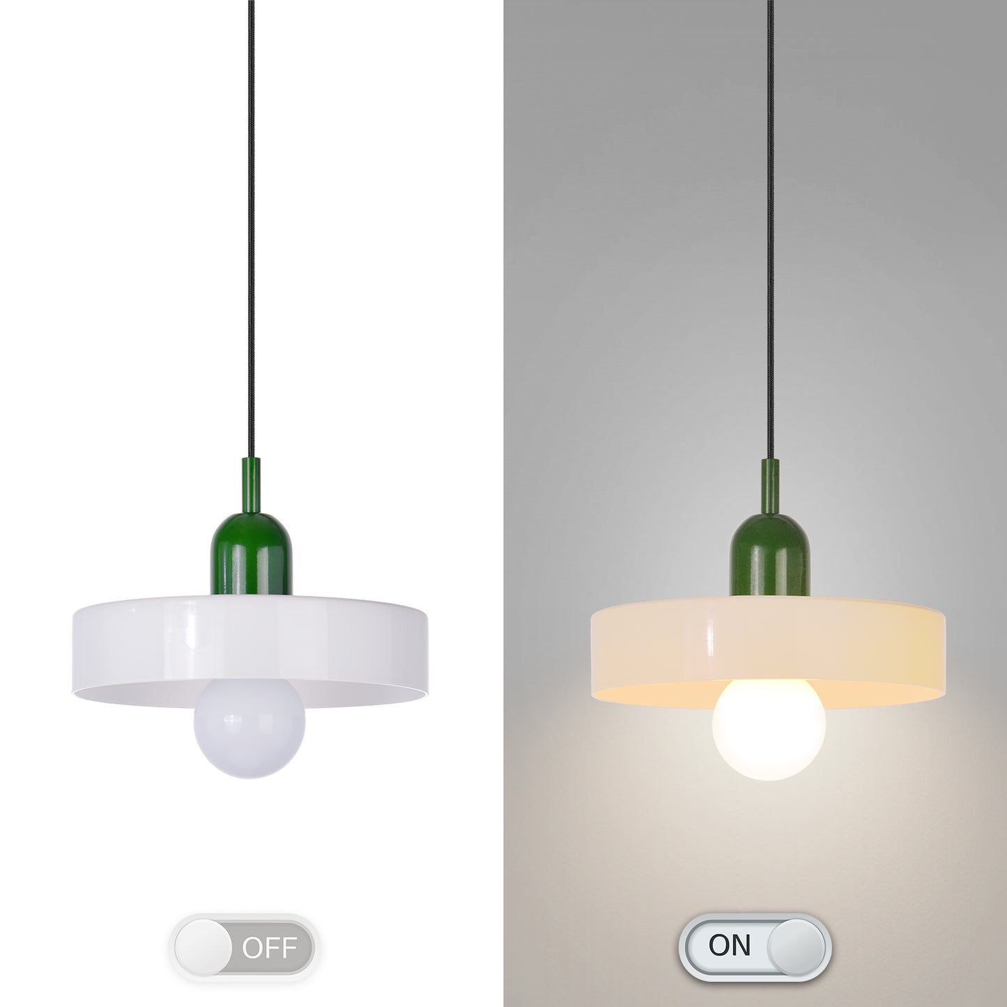 (M)1-Light Glass Pendant Light Fixture Modern Green/White Small Lamps for Living Room/Kitchen