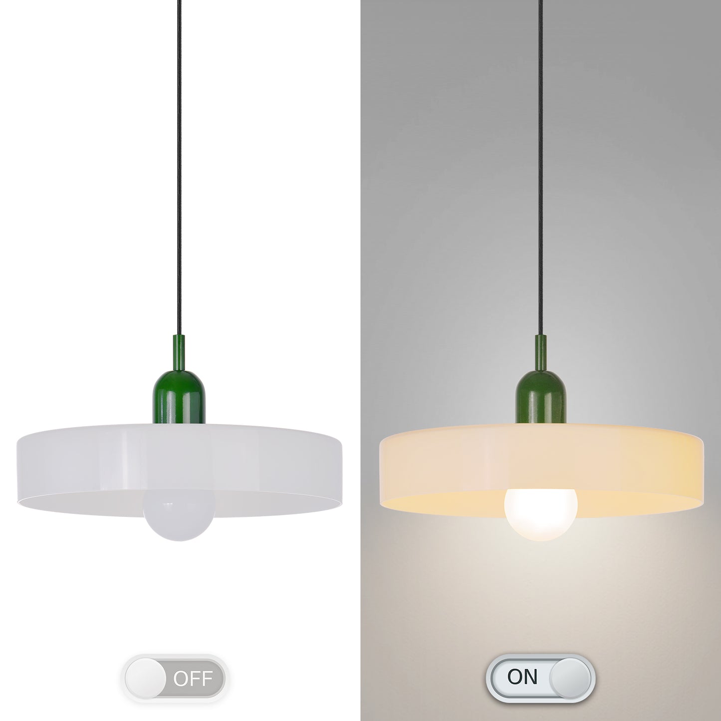 (M)1-Light Glass Pendant Light Fixture Modern Green/White Small Lamps for Living Room/Kitchen