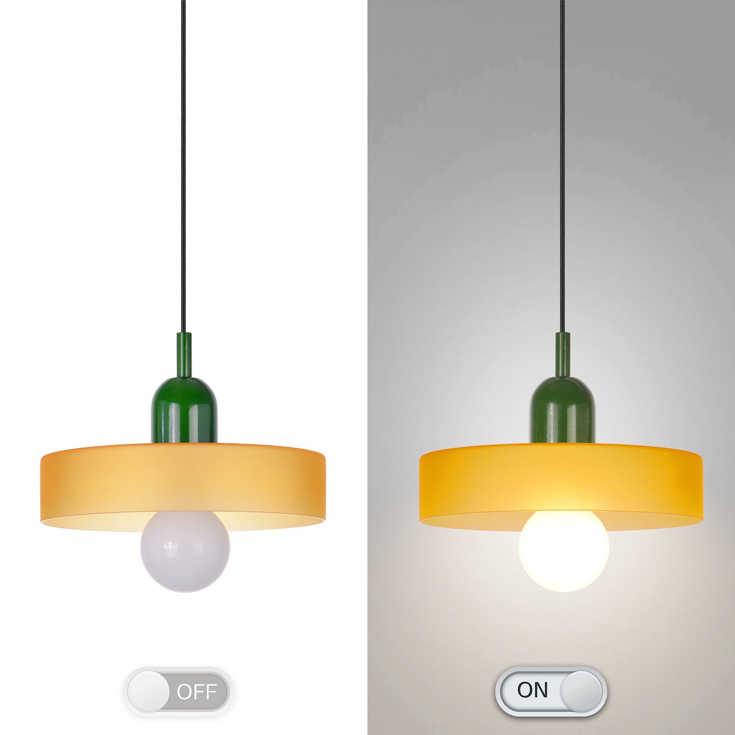 (M)1-Light Glass Pendant Light Fixture Modern Green/Orange Small Lamps for Living Room/Kitchen