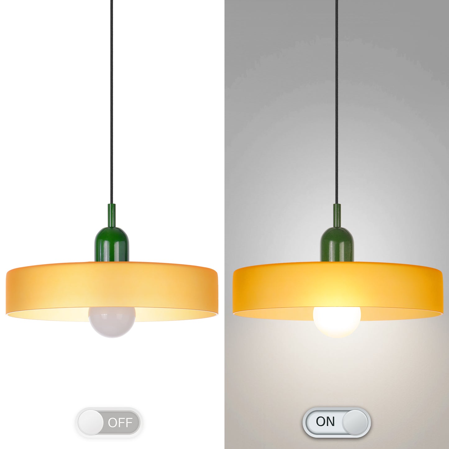 (M)1-Light Glass Pendant Light Fixture Modern Green/Orange Small Lamps for Living Room/Kitchen