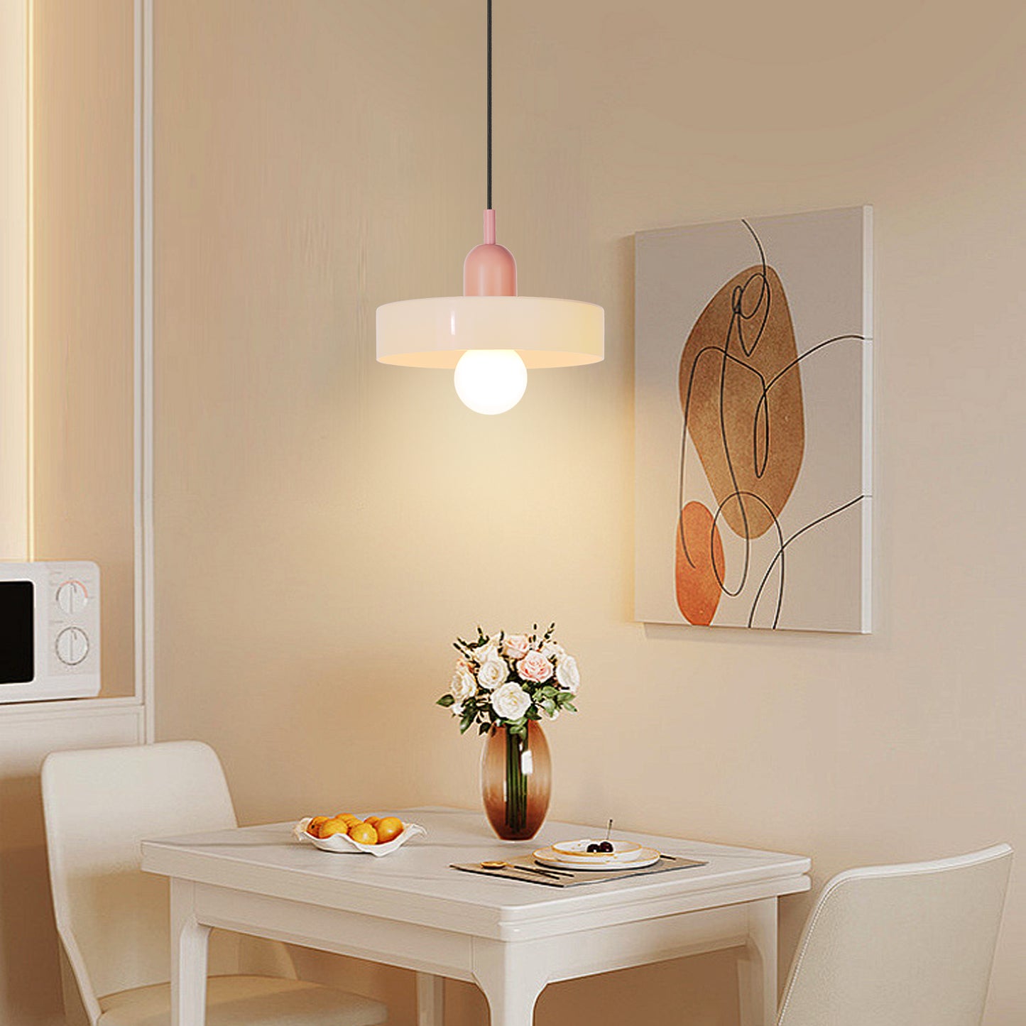 (M)1-Light Glass Pendant Light Fixture Modern Pink/White Small Lamps for Living Room/Kitchen