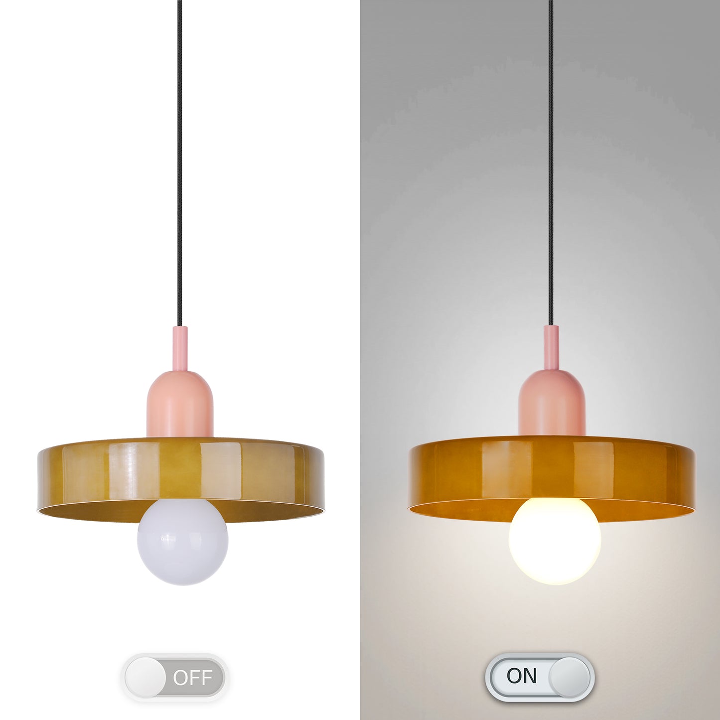 (M)1-Light Glass Pendant Light Fixture Modern Pink/Green Small Lamps for Living Room/Kitchen