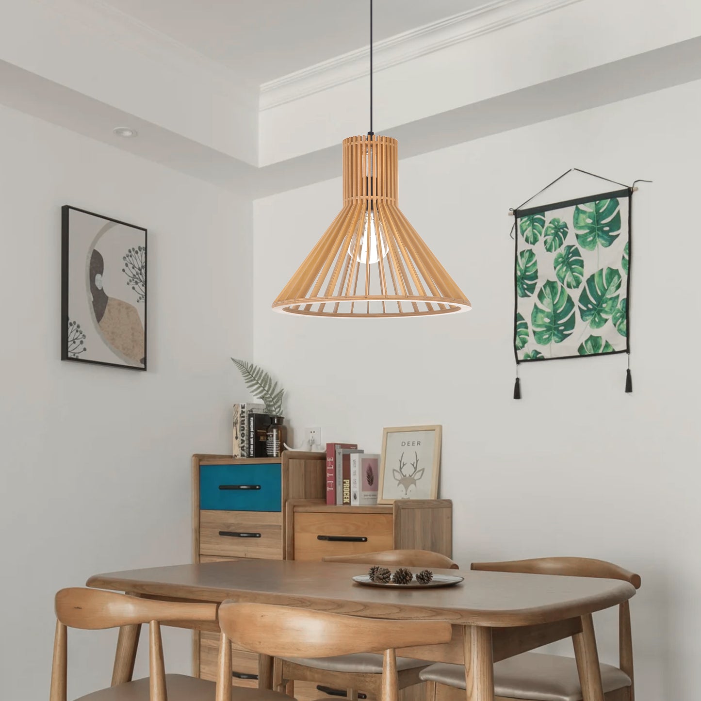 (Z)ARTURESTHOME Modern minimalist wooden chandelier for dining room, living room and bedroom in Scandinavian style home décor