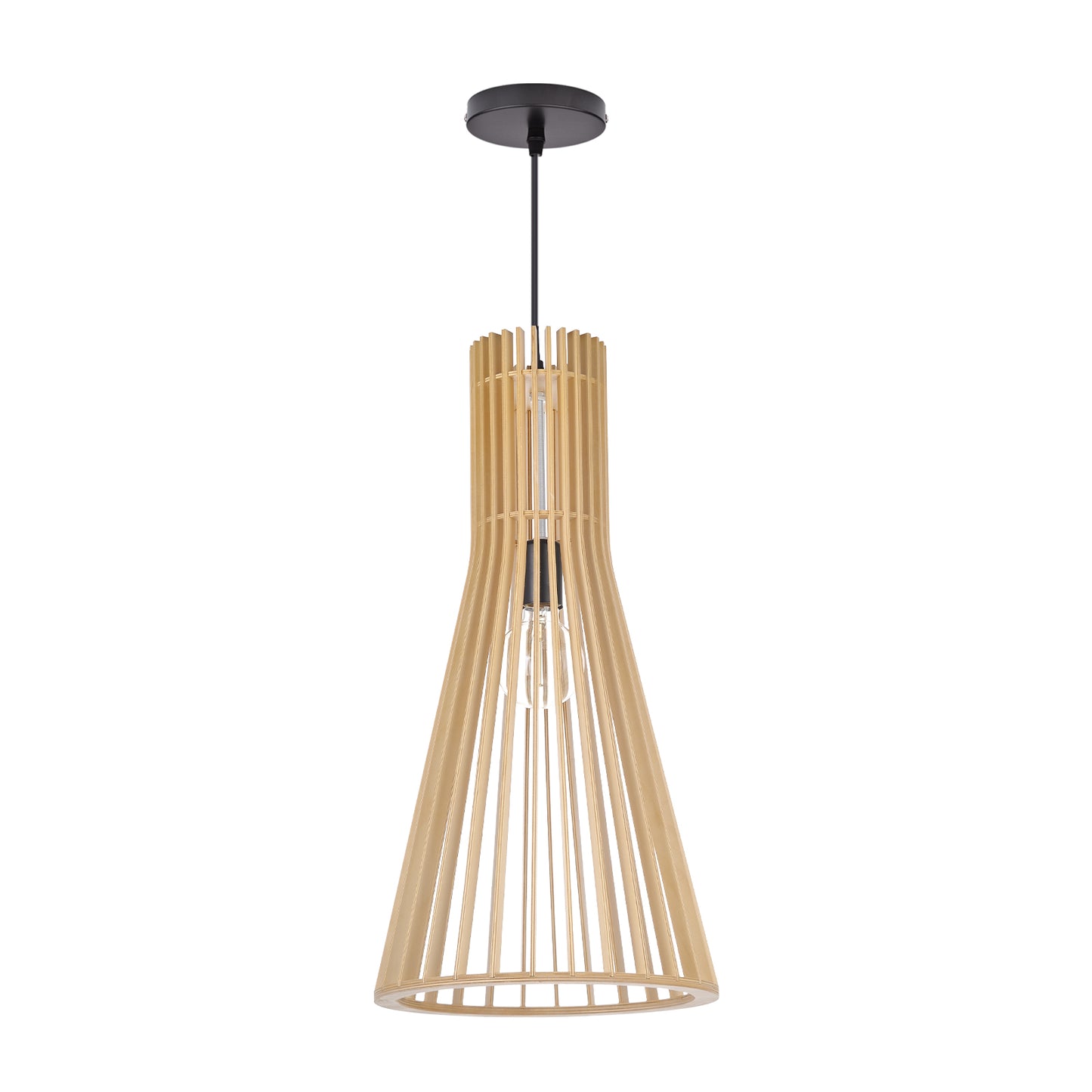 (Z)Adjustable Bamboo Pendant Light - Natural Wooden Finish, Modern Design