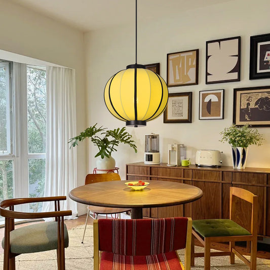 (X)Handmade Fabric Pendant Light, Modern Beige Cylinder Shade for Bedrooms and Living Rooms