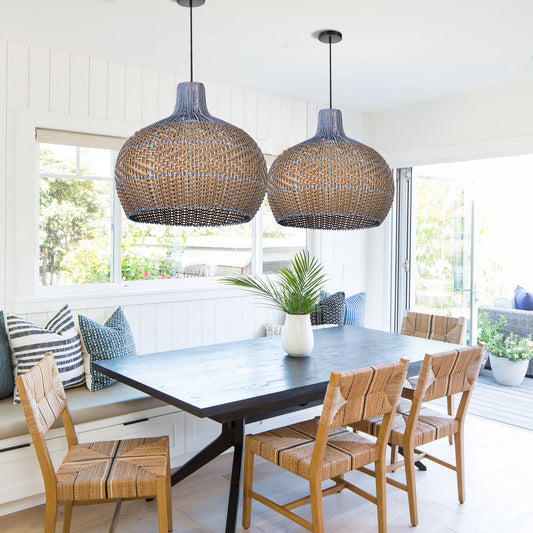 (X)Handcrafted Rattan Cylinder Pendant Light - Decorative Lighting for Living Room and Study
