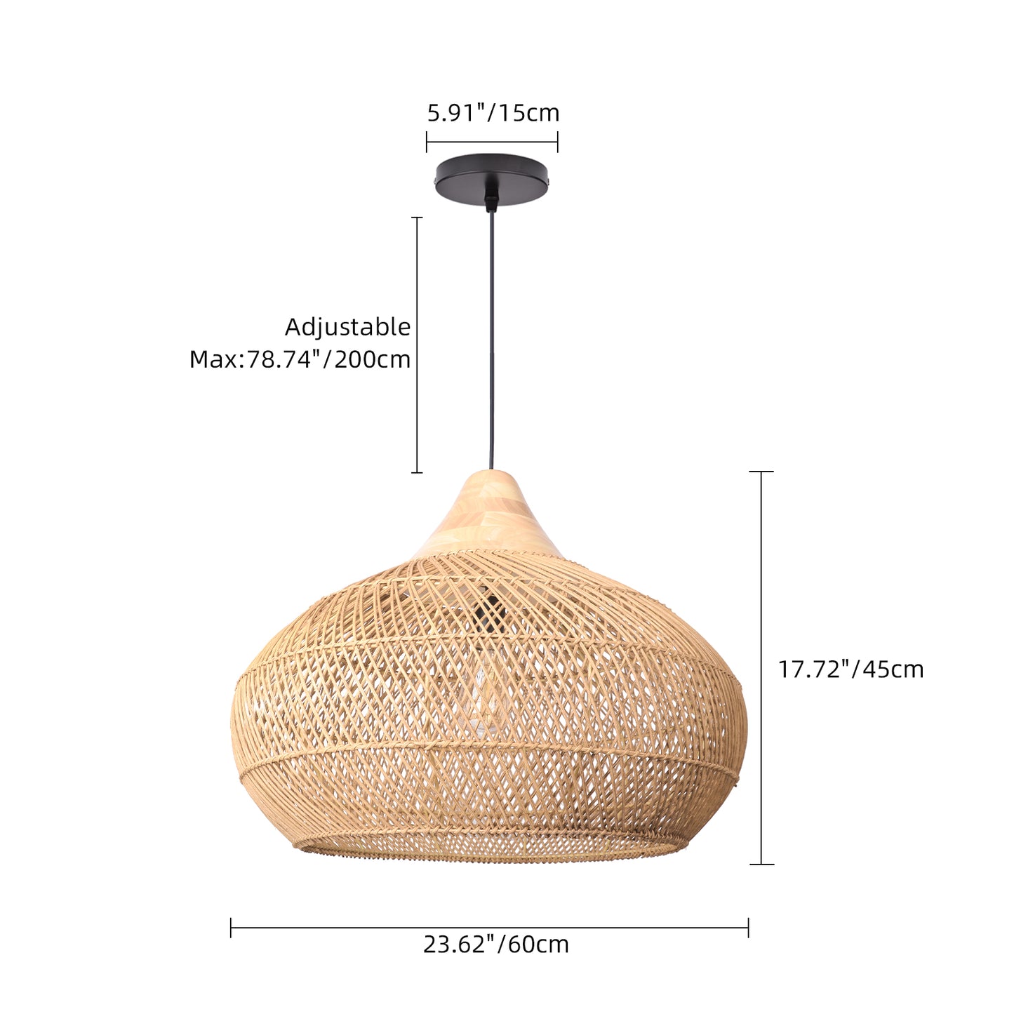 (X) Handcrafted Rattan Gourd Shaped Chandelier, Natural Modern Minimalist Lamps for Bedroom and Living Room