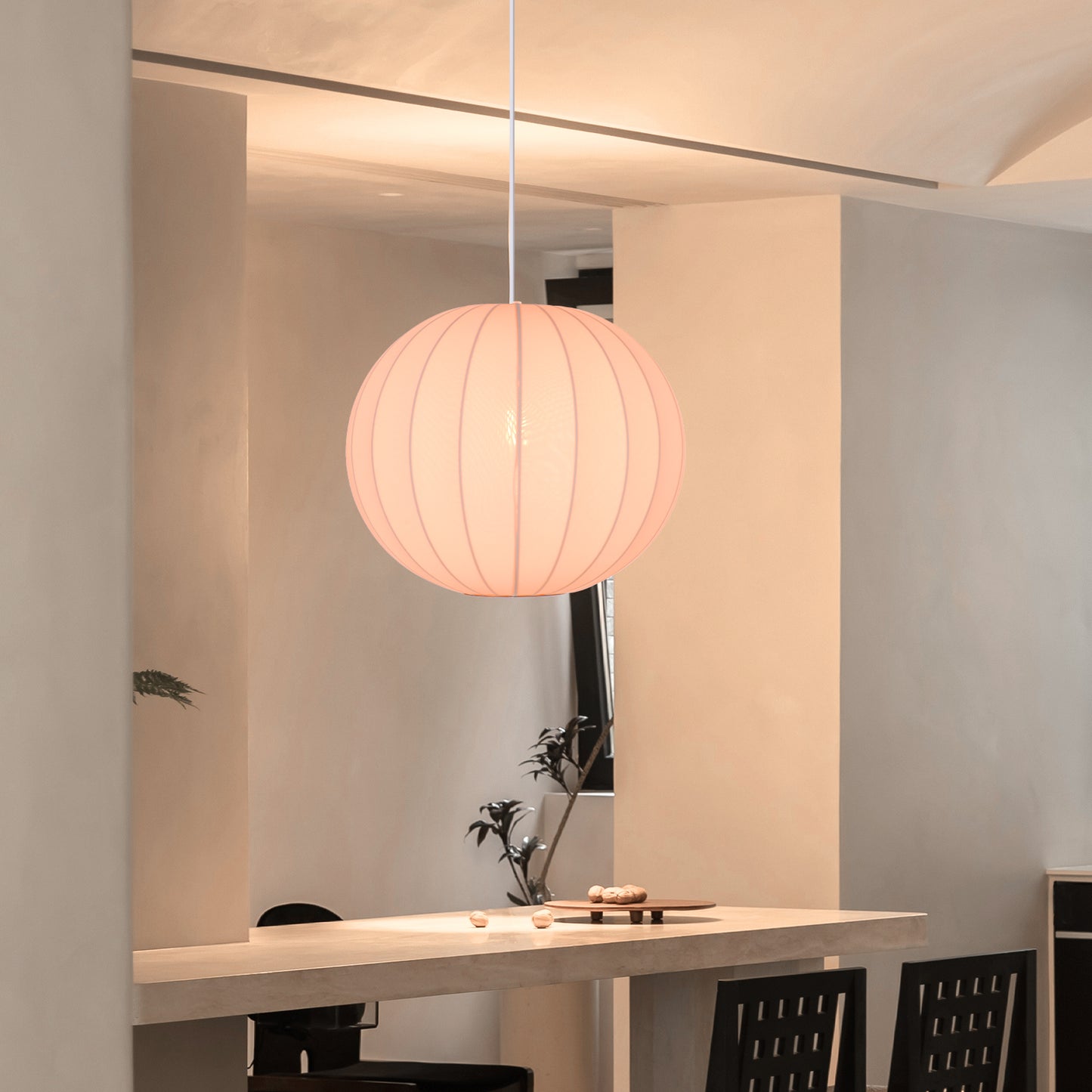 (Z)Modern Silk Pendant Light - Adjustable Height, Elegant Design for Kitchen, Entryway, and Bedroom