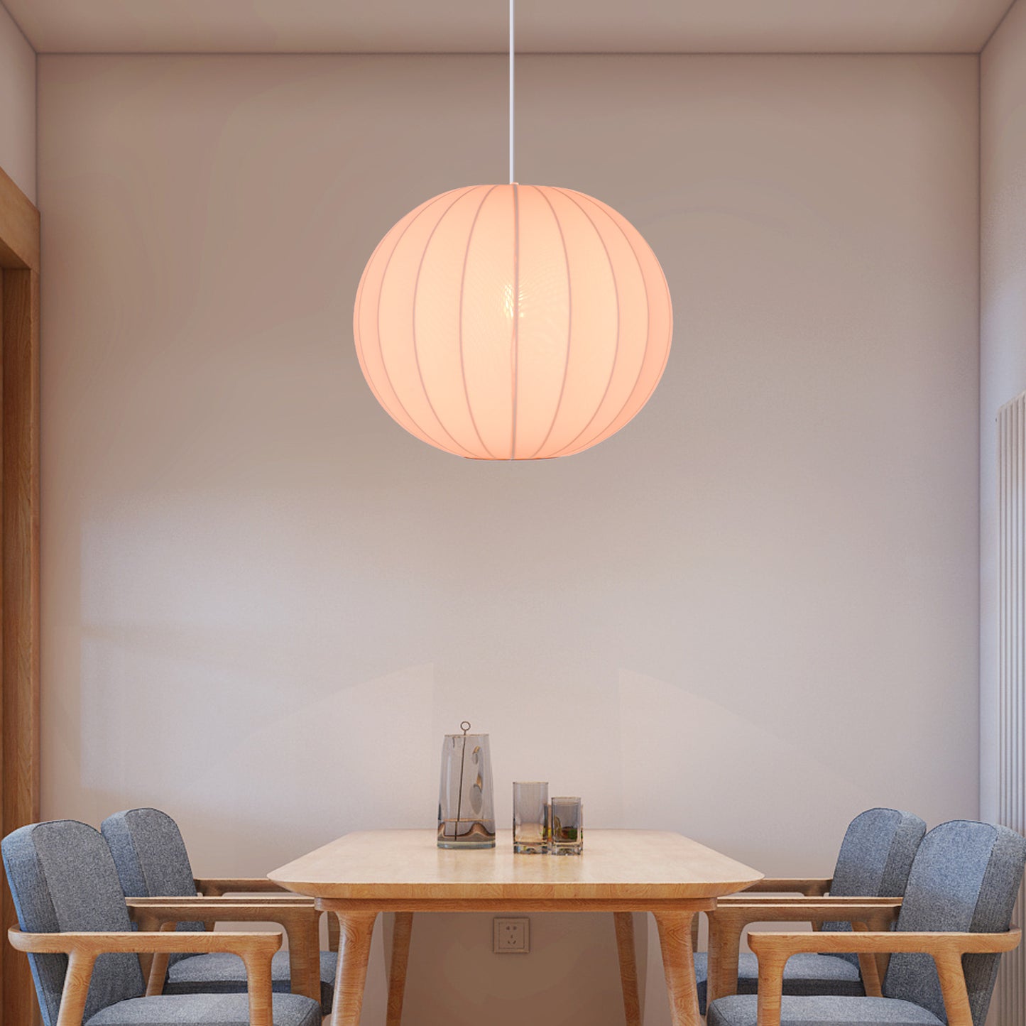 (Z)Modern Silk Pendant Light - Adjustable Height, Elegant Design for Kitchen, Entryway, and Bedroom