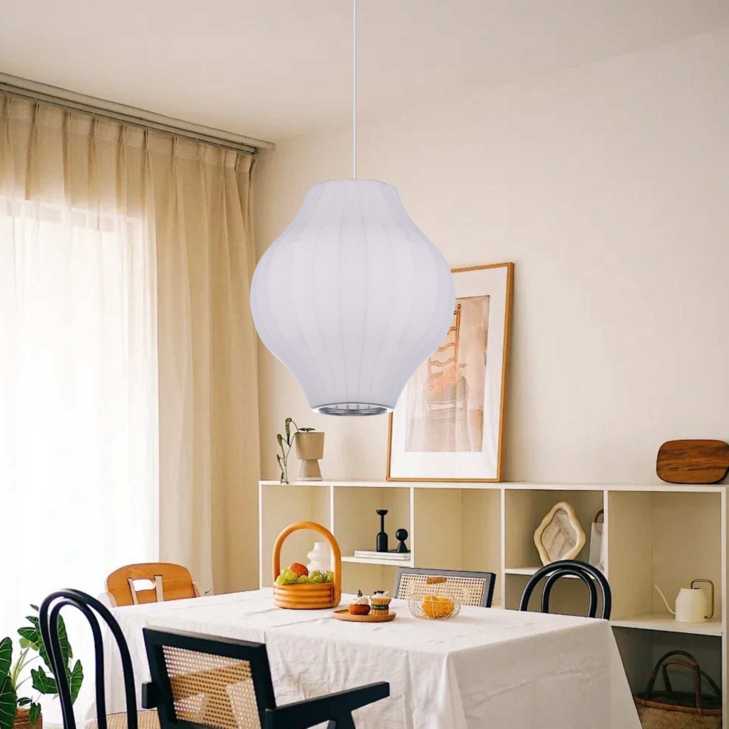 (Z)Arturesthome Modern Style White Bottle-Shaped Pendant Light, Diameter 30 cm, E27, Ideal for Kitchen Island, Bedroom, or Corridor